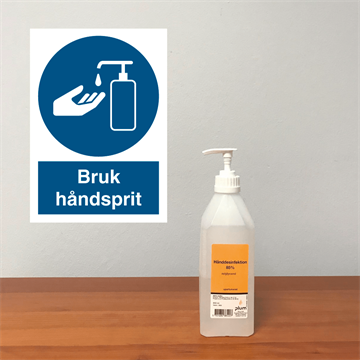 Miljøbilde Bruk håndsprit flaske/ dispenser skilt fra JO Safety Norge