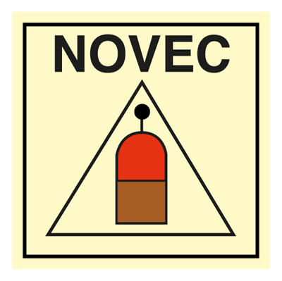 Remote release station NOVEC - IMO Fire Control sign. Foto.