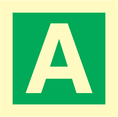 Character A - exit sign